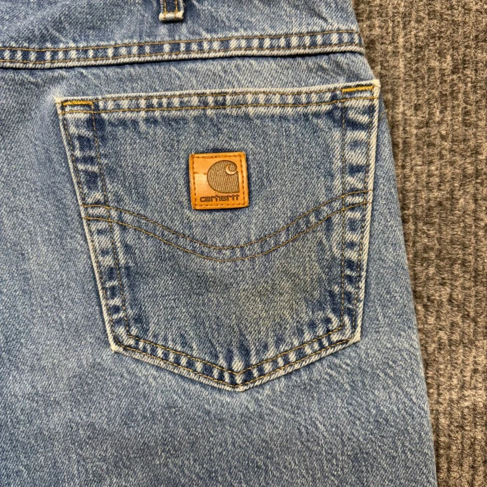 Carhartt Mens 38x26‎ Light Wash Jeans Straight Leg Workwear Denim